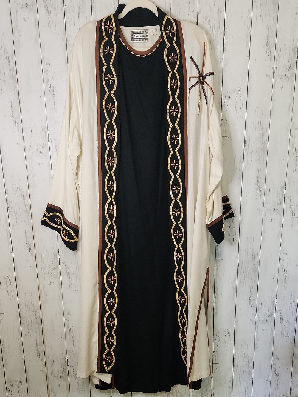 Vintage Molato 2X Beaded Duster & Maxi Dress Set Boho Southwestern Art to Wear